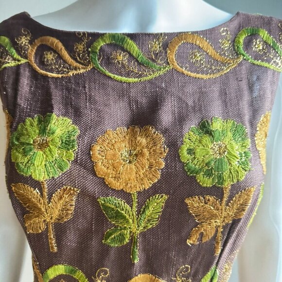 Vintage Wascheek Wien Austria Embroidered Sheath Dress S - Picture 5 of 9